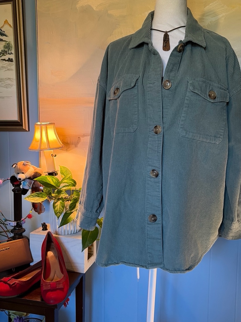 dip Teal Corduroy Utility Jacket
